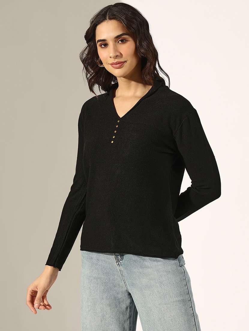 women solid long sleeve regular top - 22180173 -  Standard Image - 2