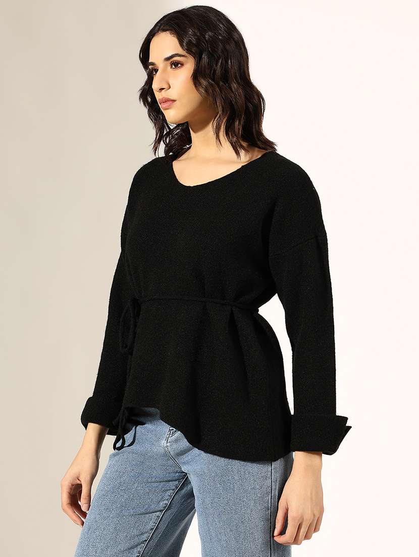women solid long sleeve peplum top - 22180184 -  Standard Image - 2
