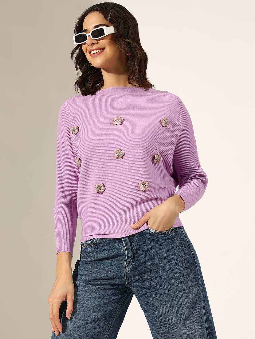 women embroidered long sleeve regular top