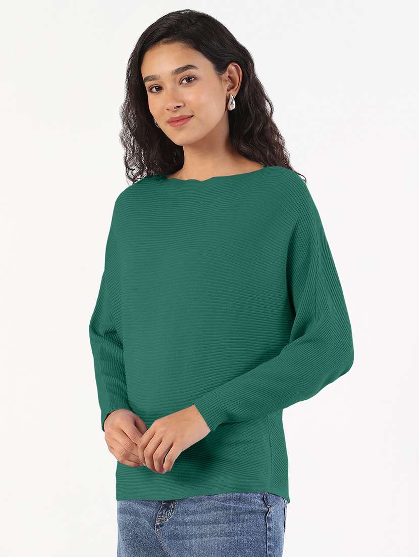 women solid batwing sleeve regular top - 22180202 -  Standard Image - 2