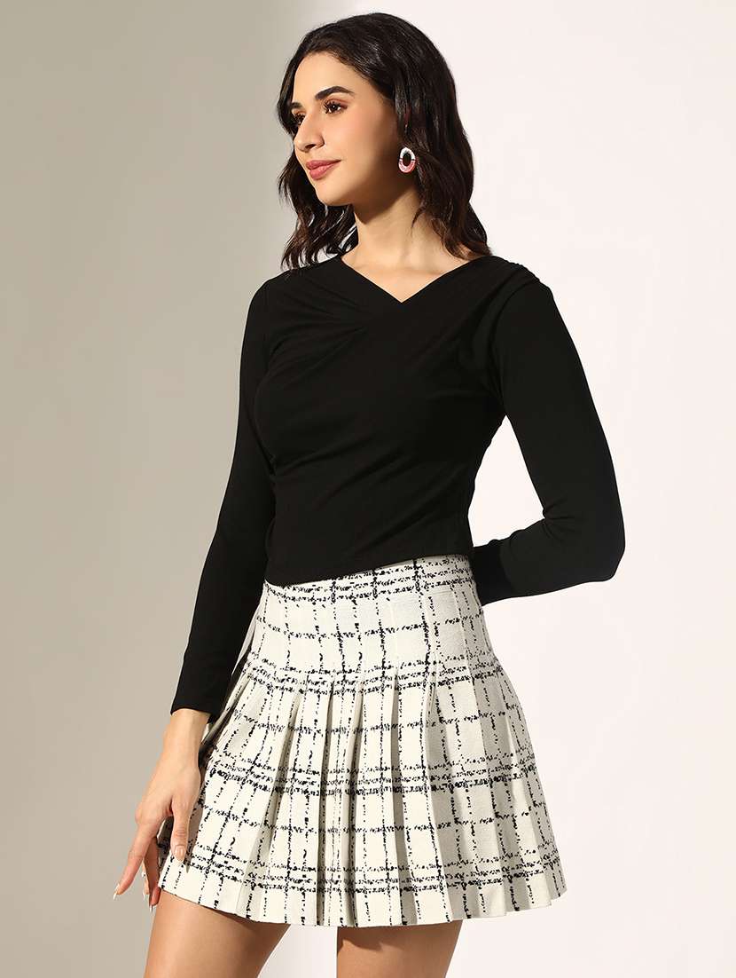 women solid long sleeve crop top - 22180212 -  Standard Image - 2