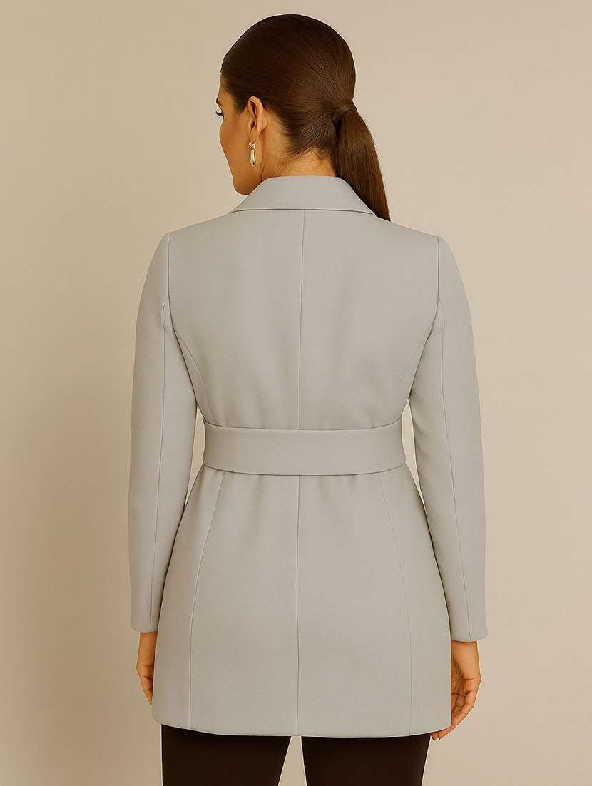 women solid lapel collar long sleeve overcoat  - 22180224 -  Standard Image - 2