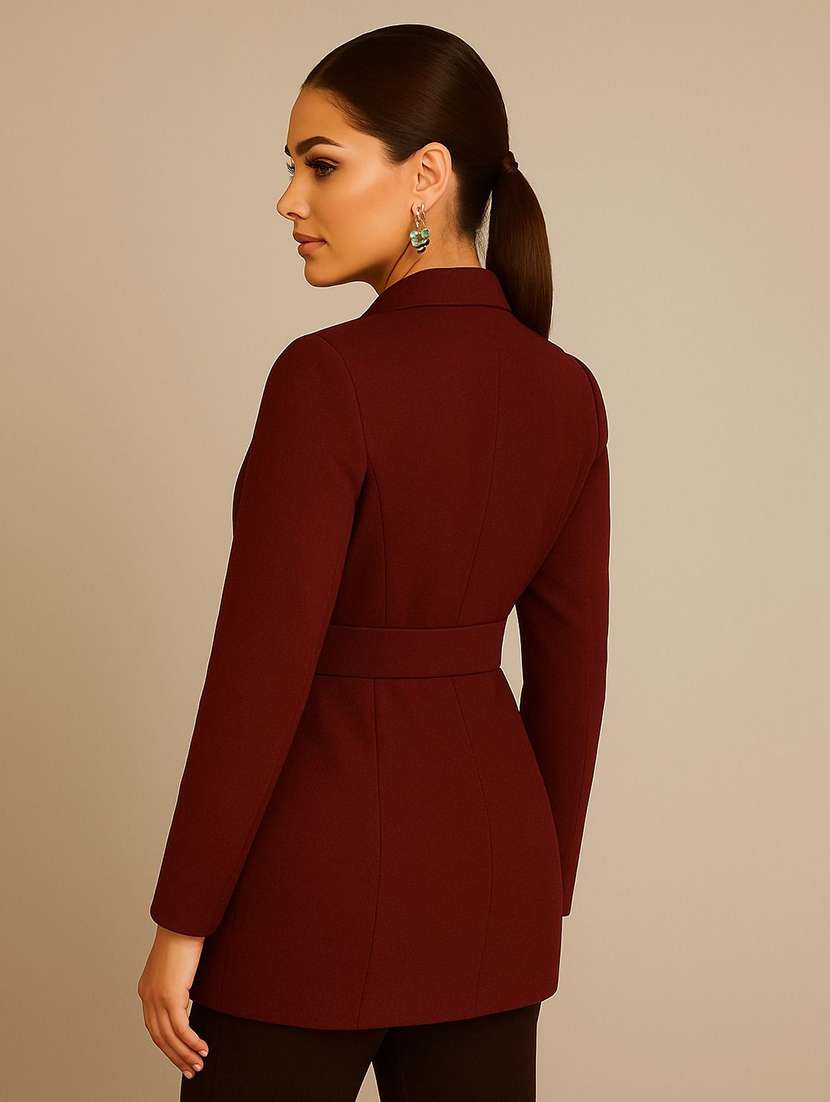 women solid lapel collar long sleeve overcoat  - 22180228 -  Standard Image - 2