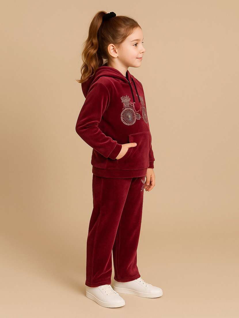 girls solid with work long sleeve full length set - 22180240 -  Standard Image - 2