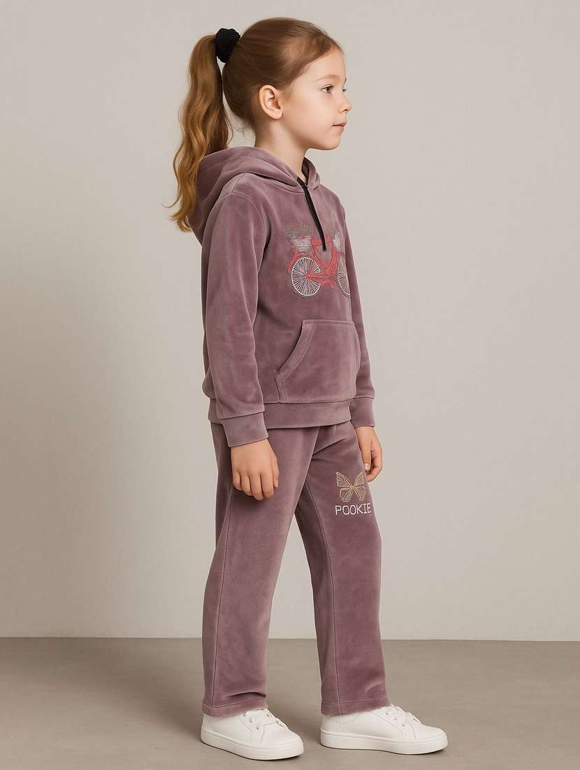 girls solid with work long sleeve full length set - 22180241 -  Standard Image - 2