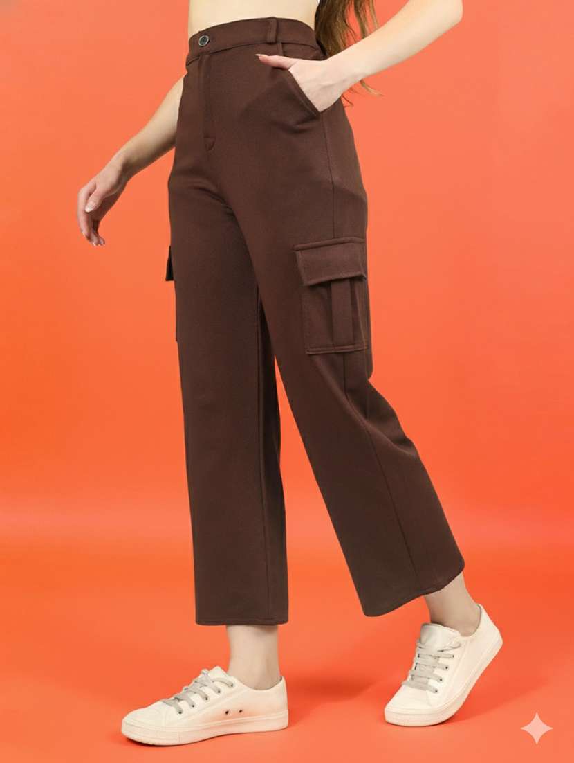 women pack of 2 solid high rise relaxed fit cargo - 22180268 -  Standard Image - 2