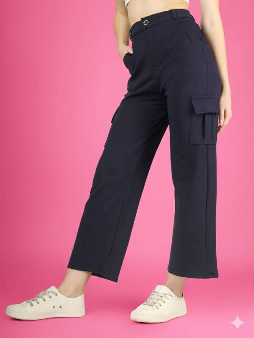 women pack of 2 solid high rise relaxed fit cargo - 22180275 -  Standard Image - 2