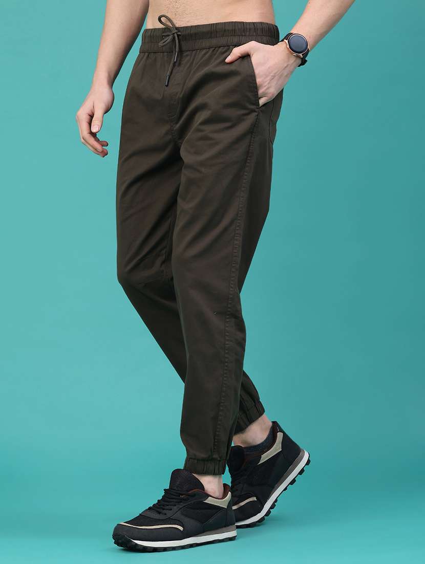 men solid mid rise regular fit jogger - 22180281 -  Standard Image - 2