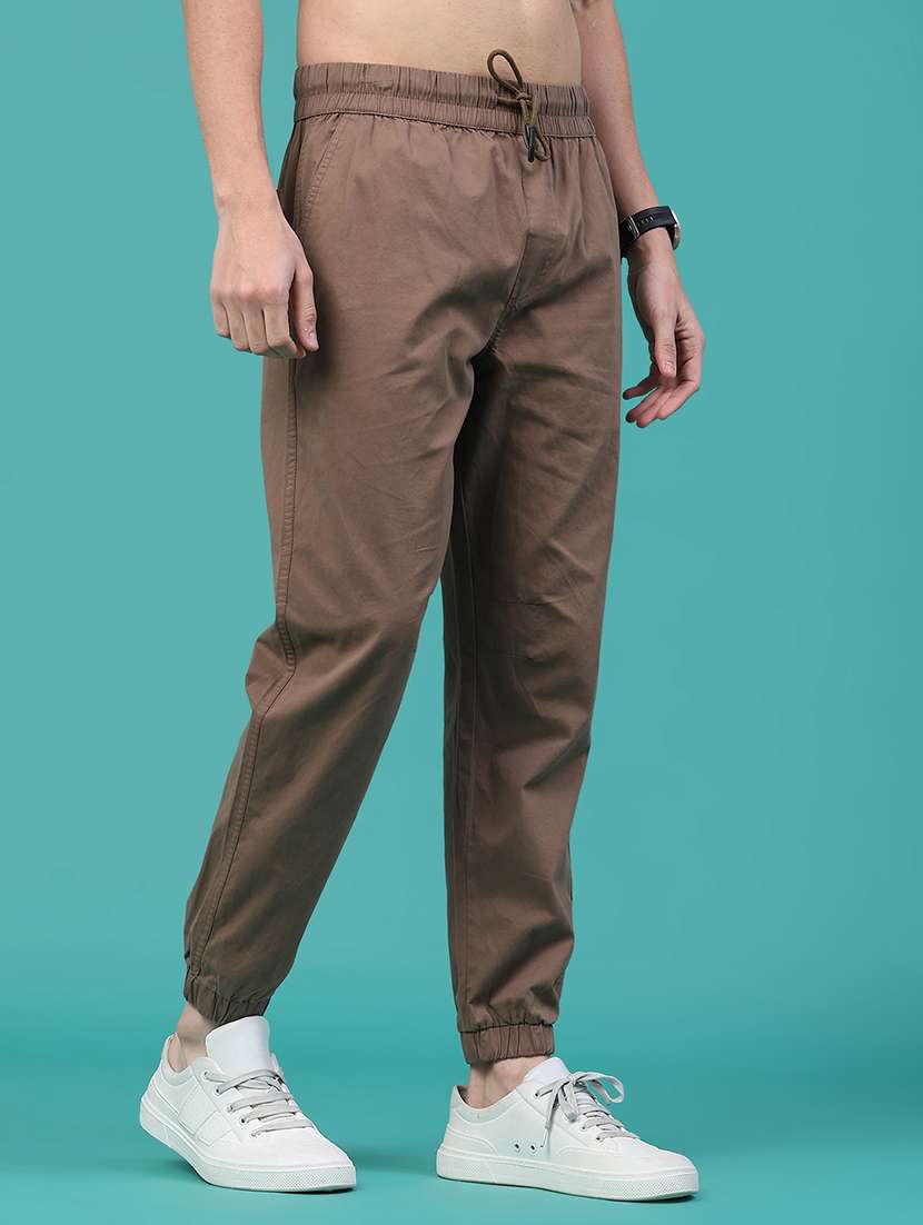 men solid mid rise regular fit jogger - 22180282 -  Standard Image - 2