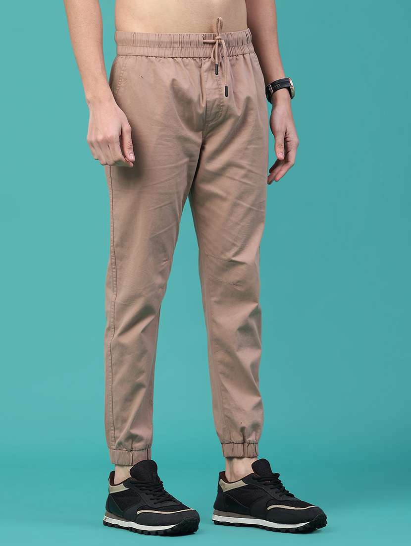 men solid mid rise regular fit jogger - 22180332 -  Standard Image - 2