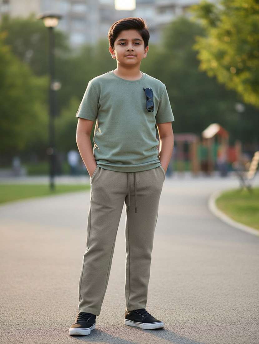 boys solid mid rise track pants - 22180559 -  Standard Image - 2