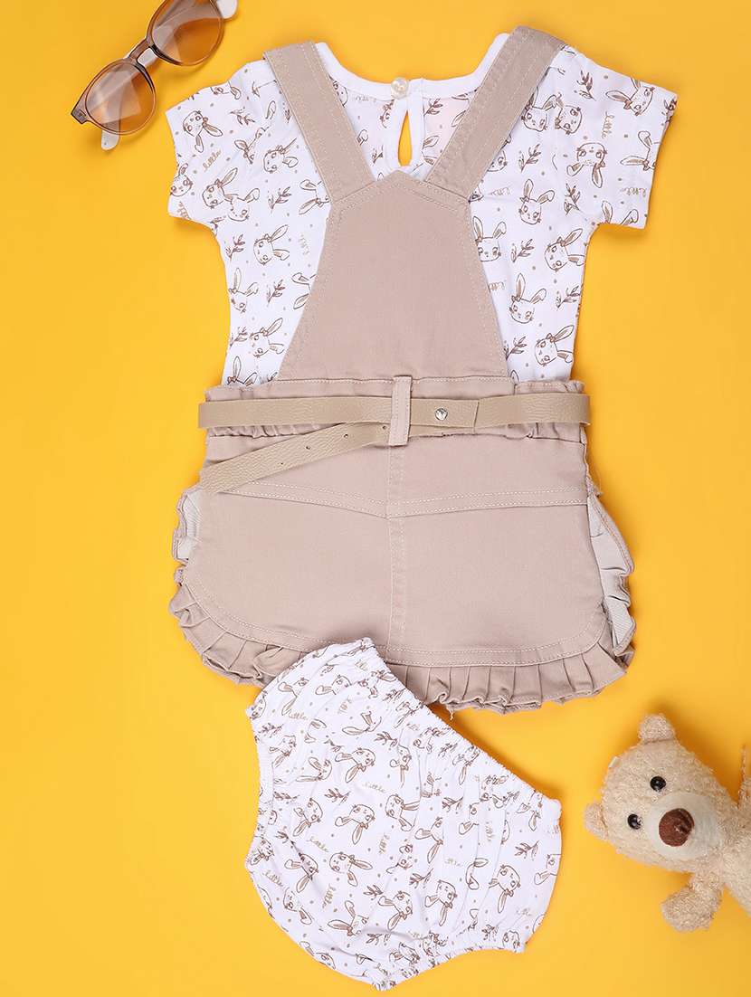 beige cotton combo infant twin set - 22180716 -  Standard Image - 2