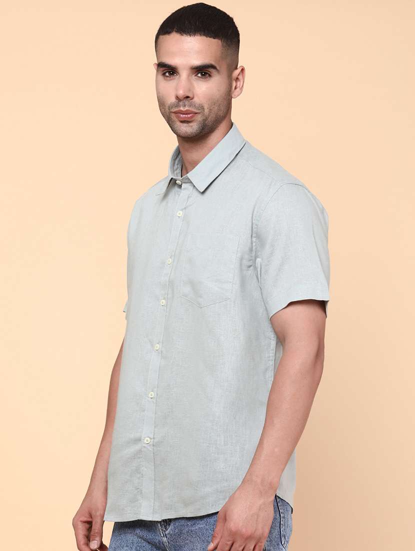 men solid short sleeve regular fit casual shirt - 22180729 -  Standard Image - 2