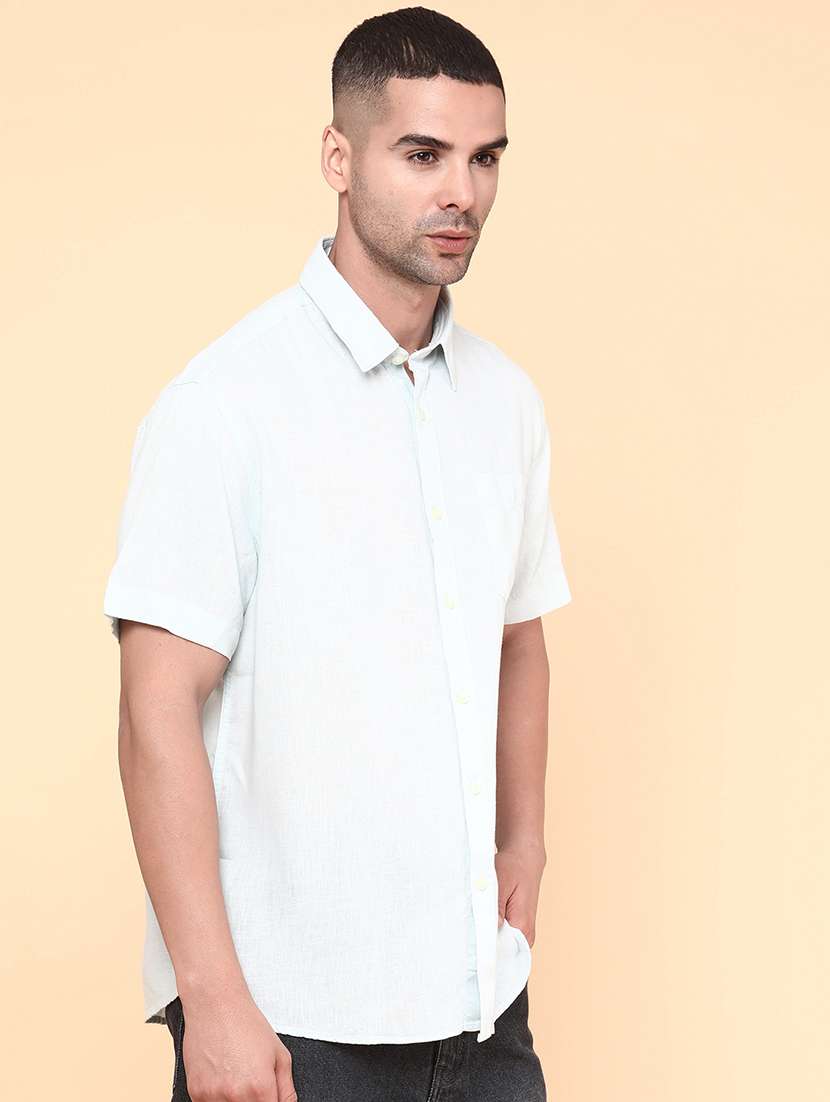 men solid short sleeve regular fit casual shirt - 22180730 -  Standard Image - 2