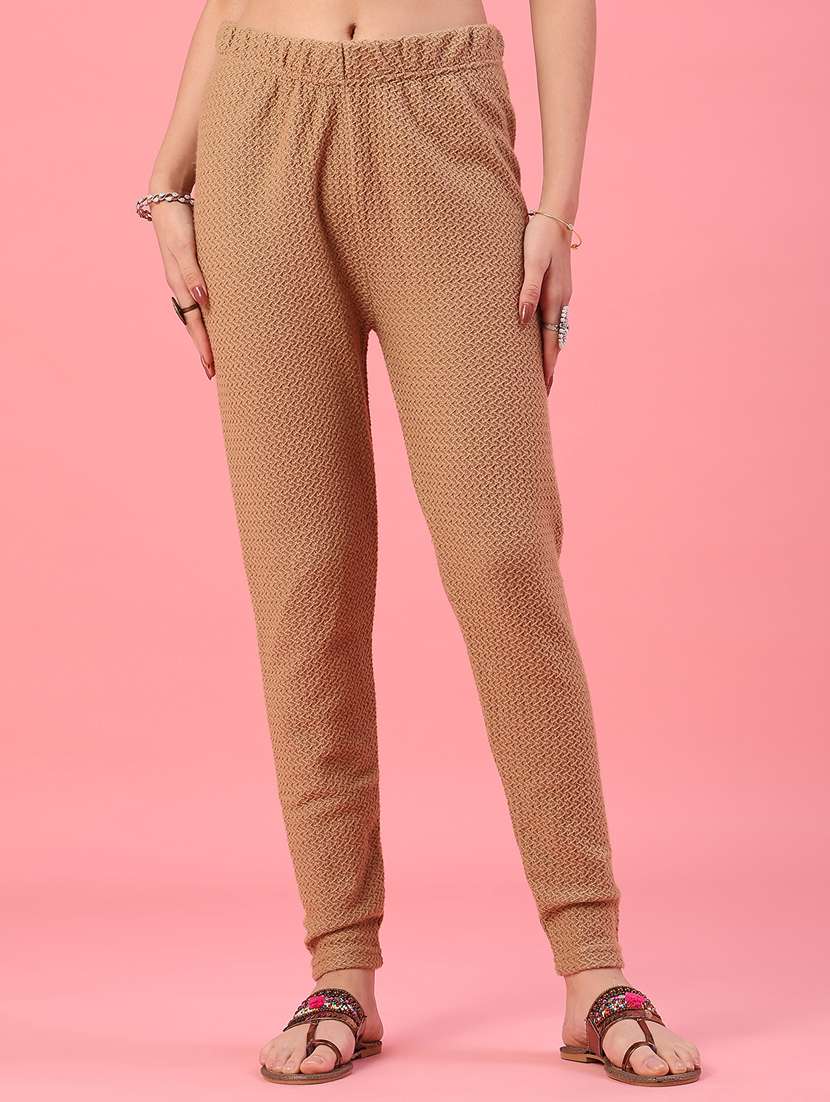women self design mid rise woolen leggings