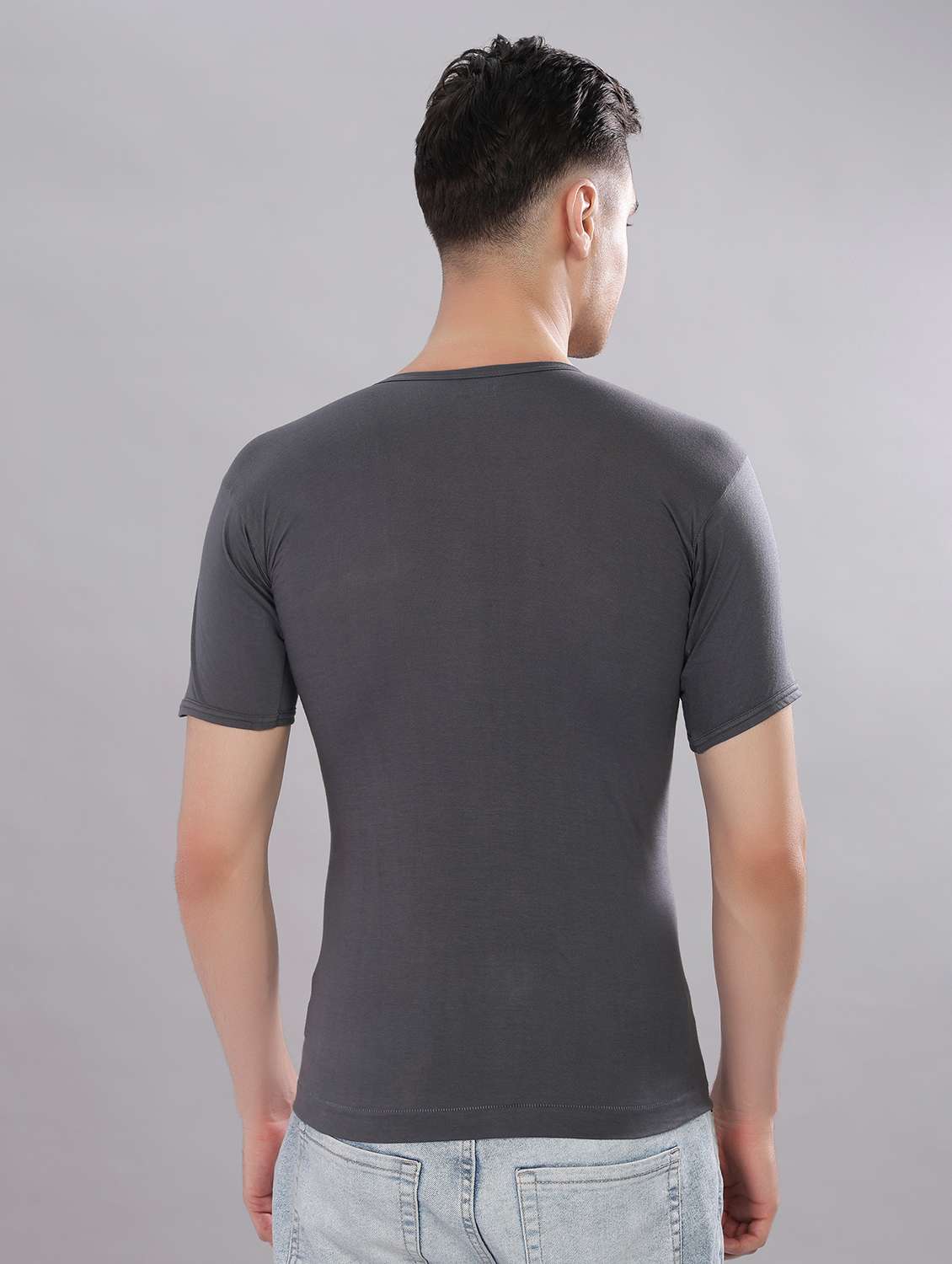 men solid half sleeve vest pack of 5 - 22180890 -  Standard Image - 2