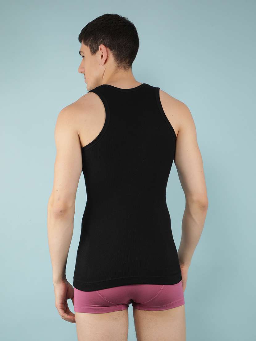 men pack of 5 solid sleeveless vest - 22180907 -  Standard Image - 2