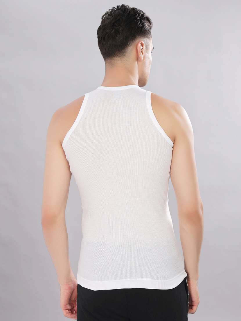 men pack of 6 solid sleeveless vest - 22180924 -  Standard Image - 2