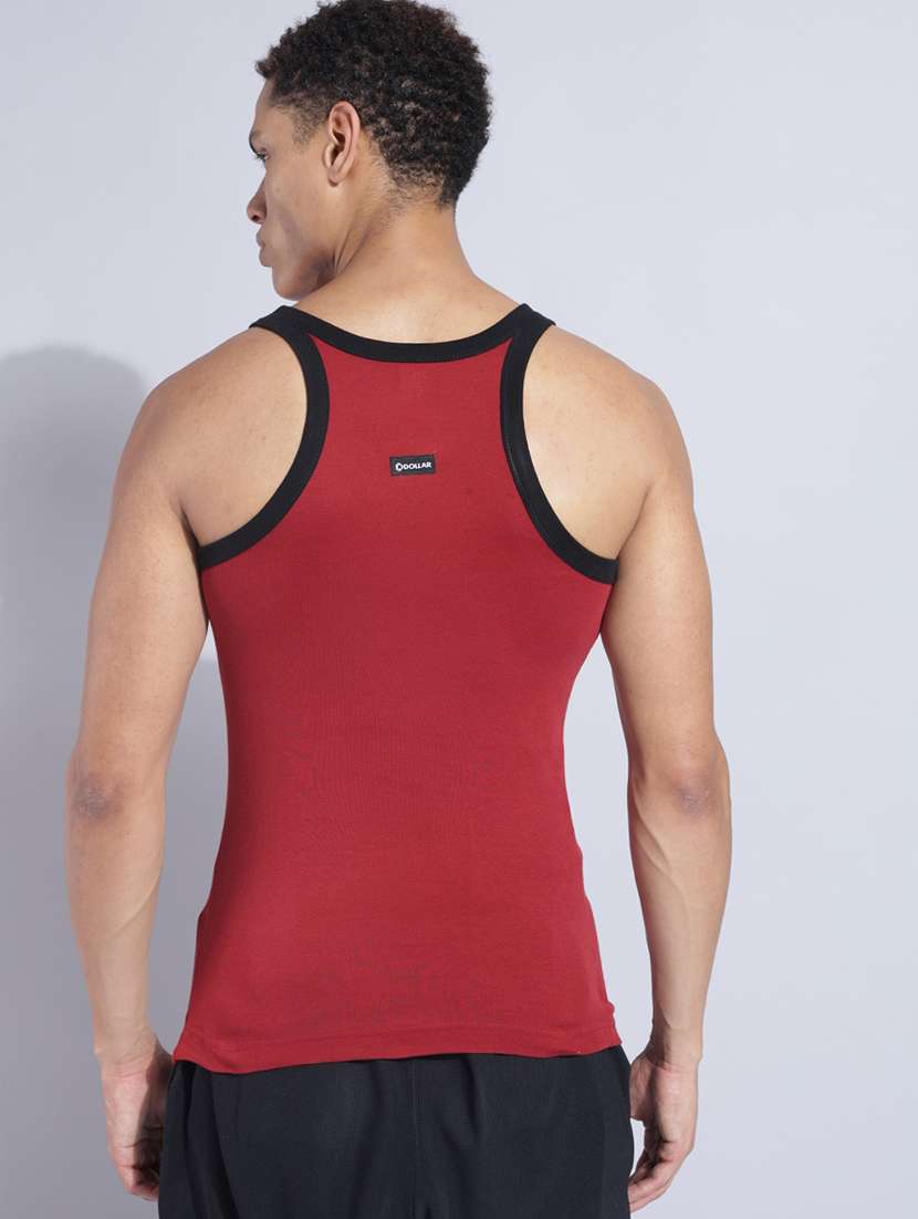 men pack of 5 solid sleeveless vest - 22181028 -  Standard Image - 2