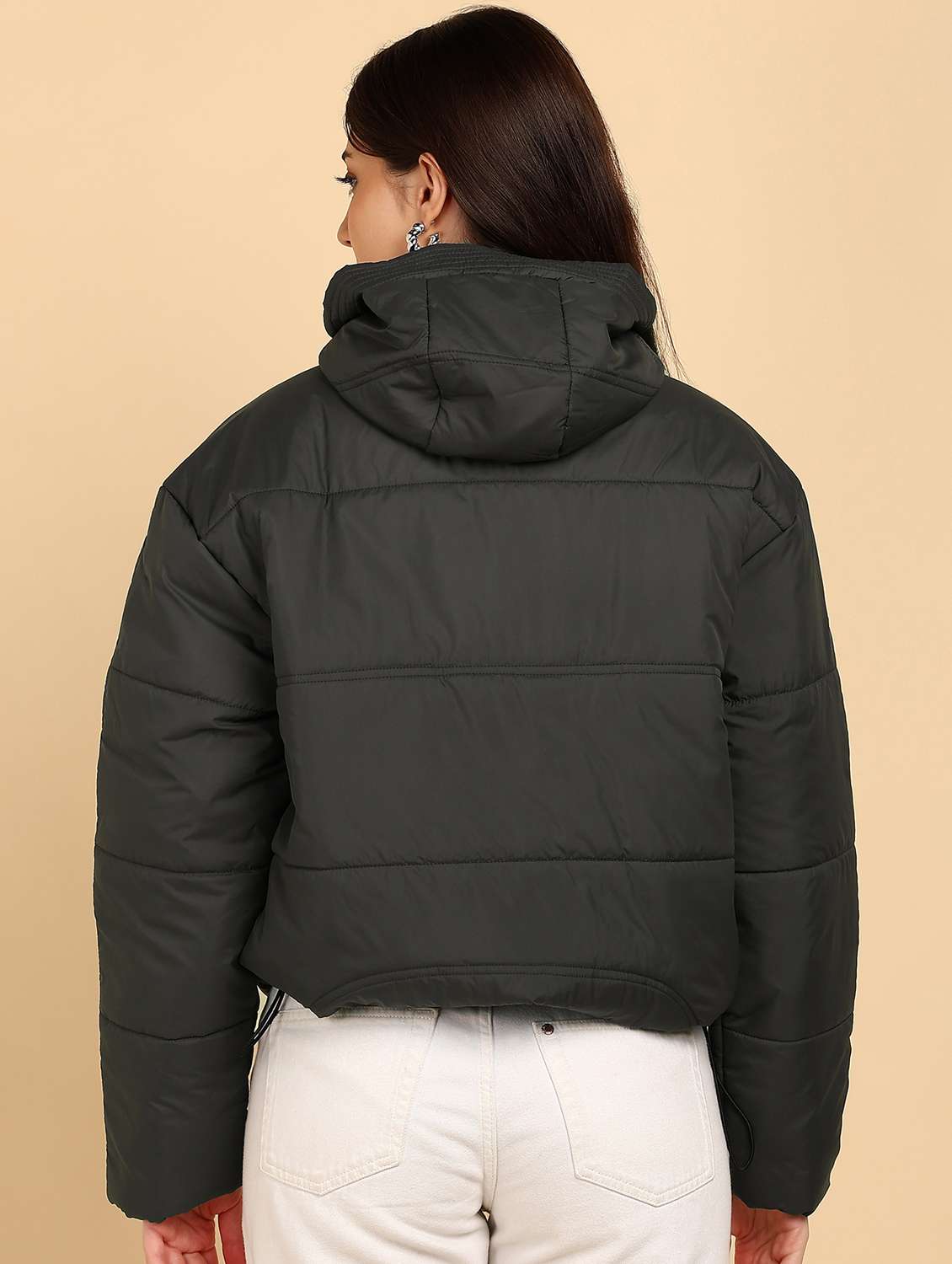 women solid long sleeve pufferjacket - 22181117 -  Standard Image - 2