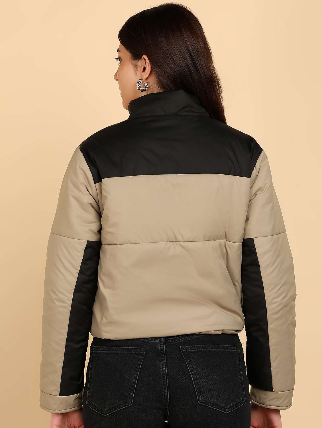 women color blocked long sleeve quilted jacket - 22181119 -  Standard Image - 2