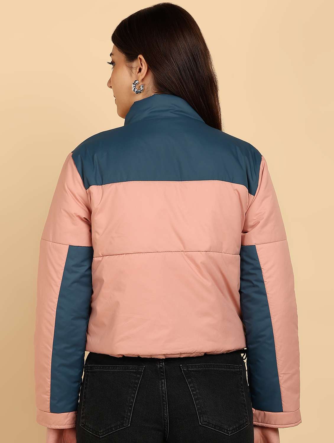 women color blocked long sleeve quilted jacket - 22181120 -  Standard Image - 2