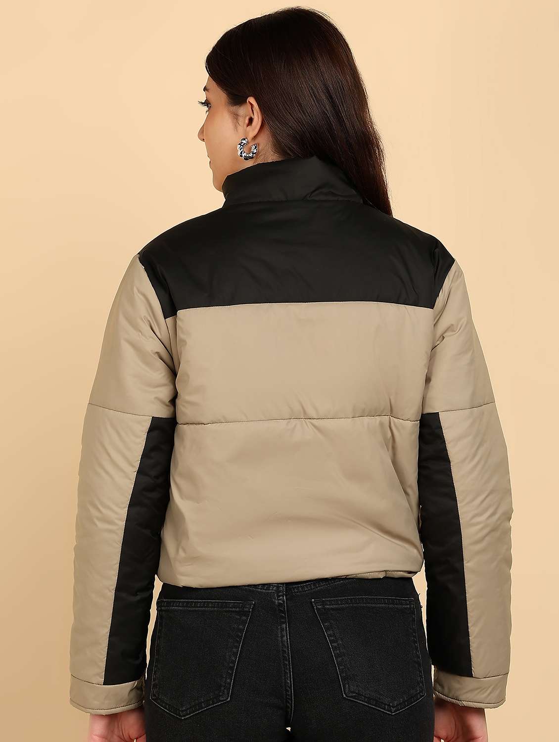 women color blocked long sleeve quilted jacket - 22181123 -  Standard Image - 2