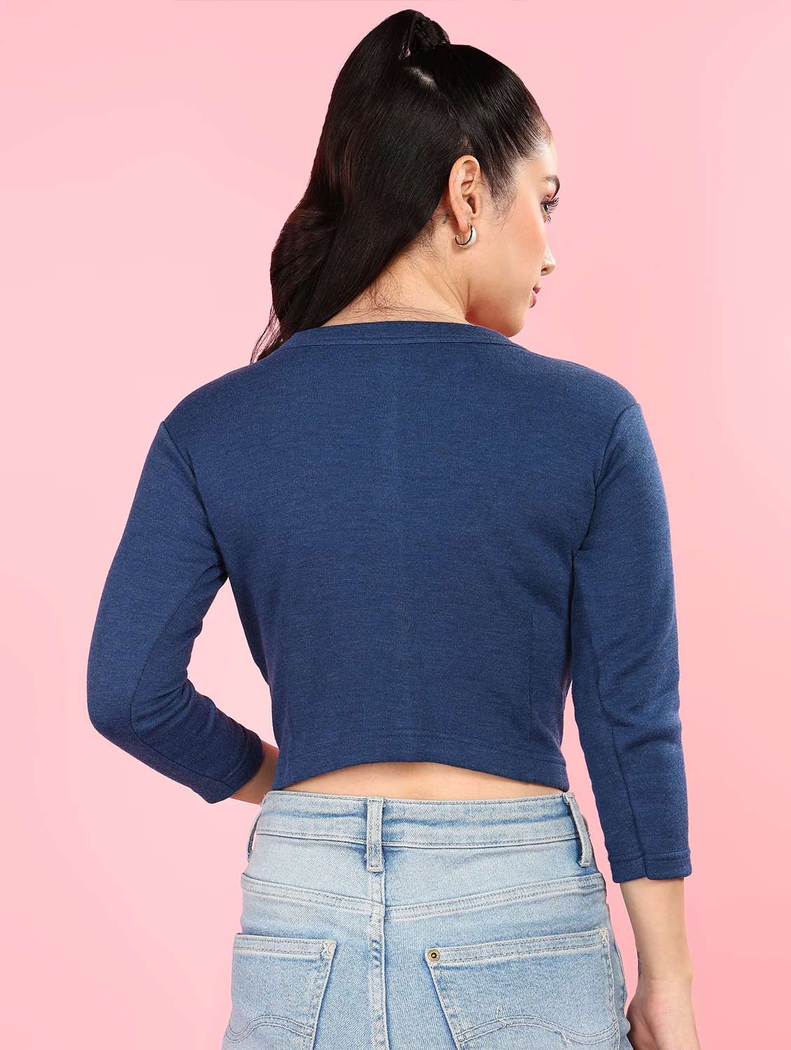 women solid three quarter sleeve thermal top - 22181130 -  Standard Image - 2