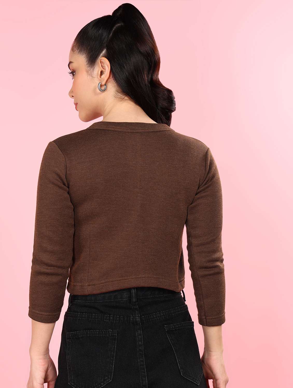 women solid three quarter sleeve thermal top - 22181131 -  Standard Image - 2