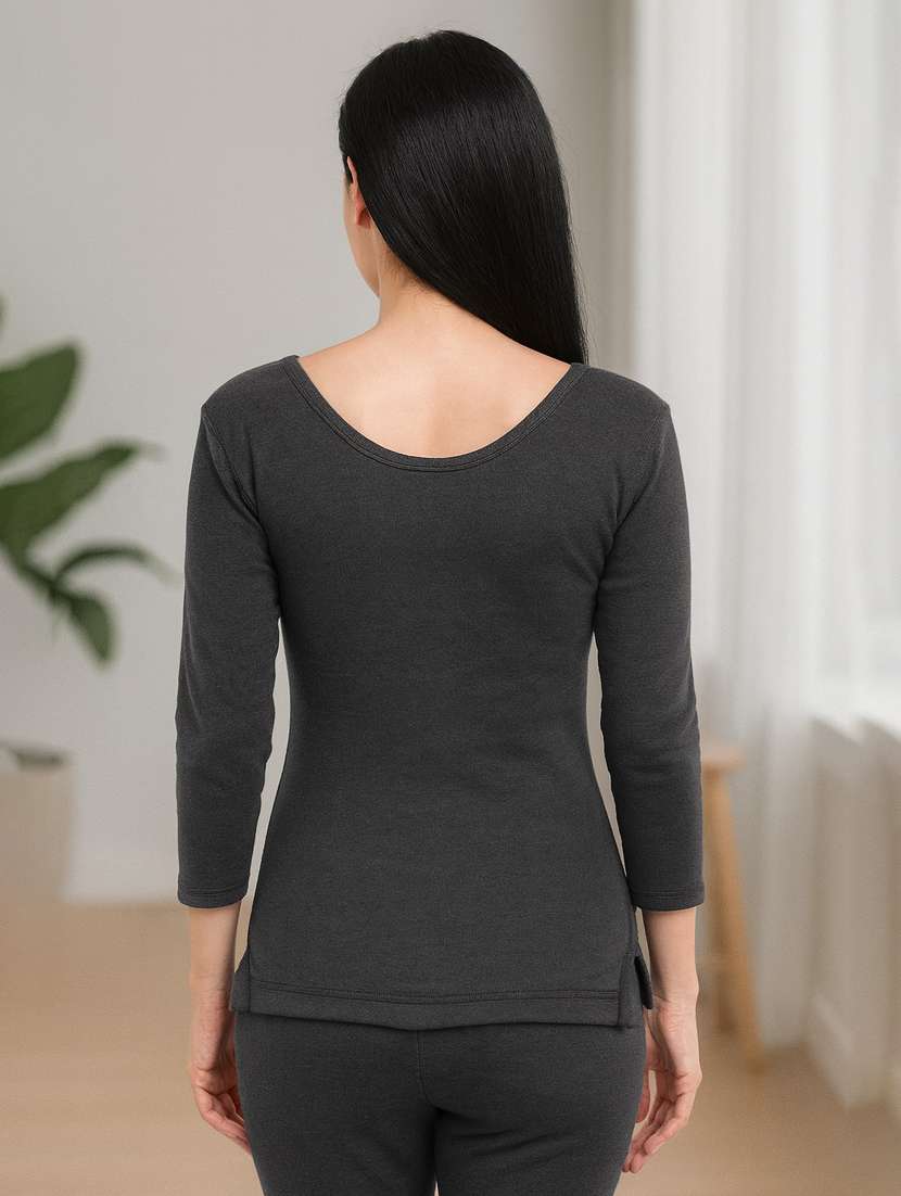 women solid three quarter sleeve thermal top - 22181133 -  Standard Image - 2