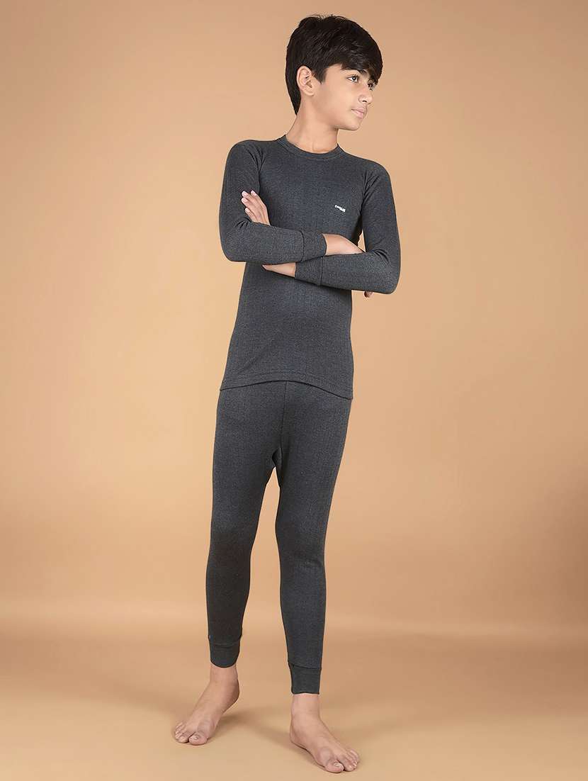 boys solid round neck thermal wear set - 22181143 -  Standard Image - 2