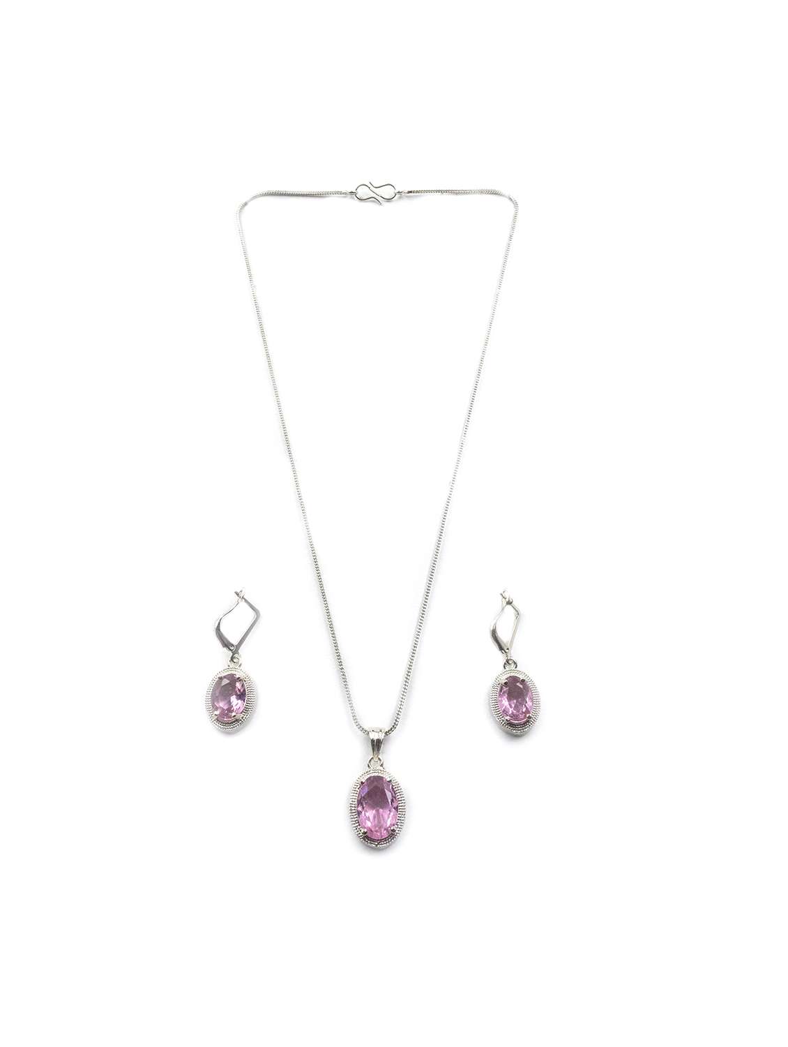 silver plated crystal pink pendant set - 22181239 -  Standard Image - 2