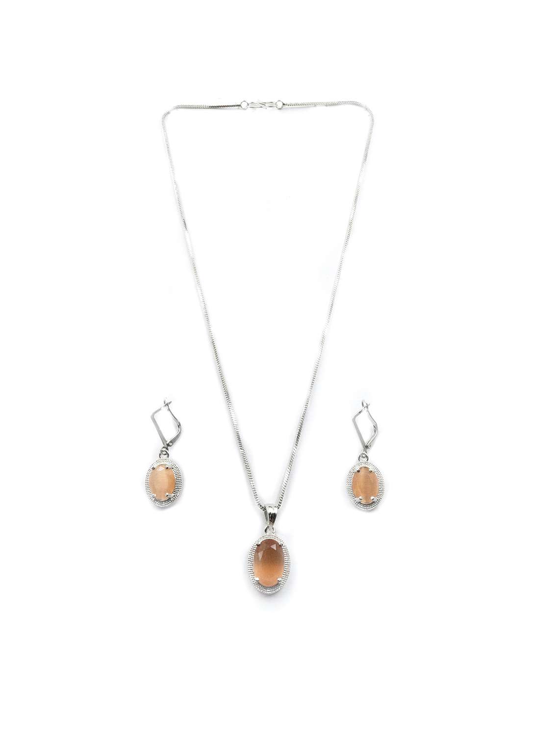 orange stone silver-plated pendant set - 22181243 -  Standard Image - 2
