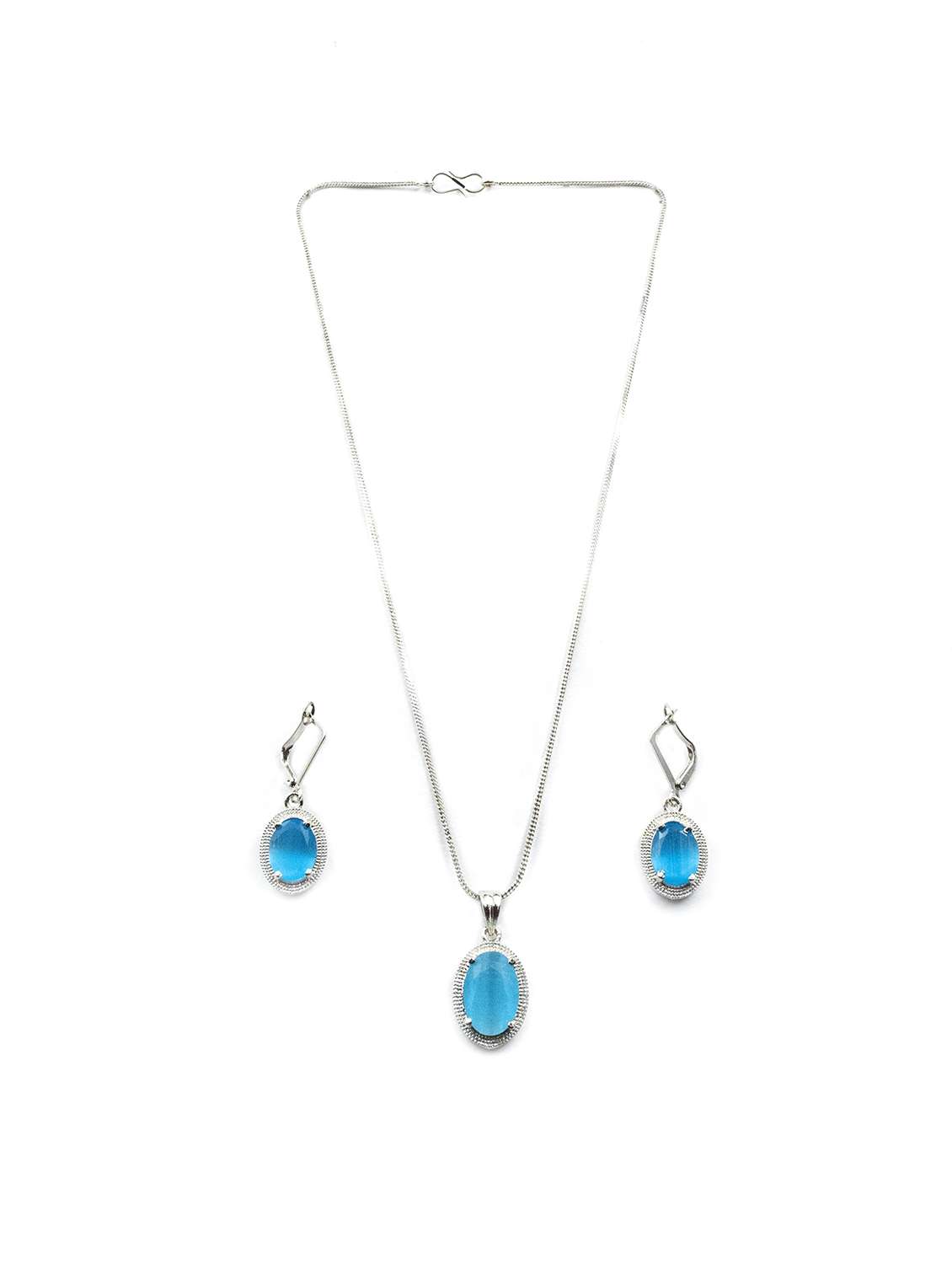 blue fashion jewellery silver-plated pendant set - 22181244 -  Standard Image - 2