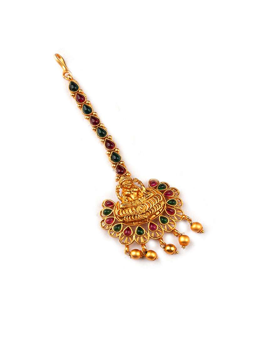 gold plated goddess maangtika  - 22181250 -  Standard Image - 2