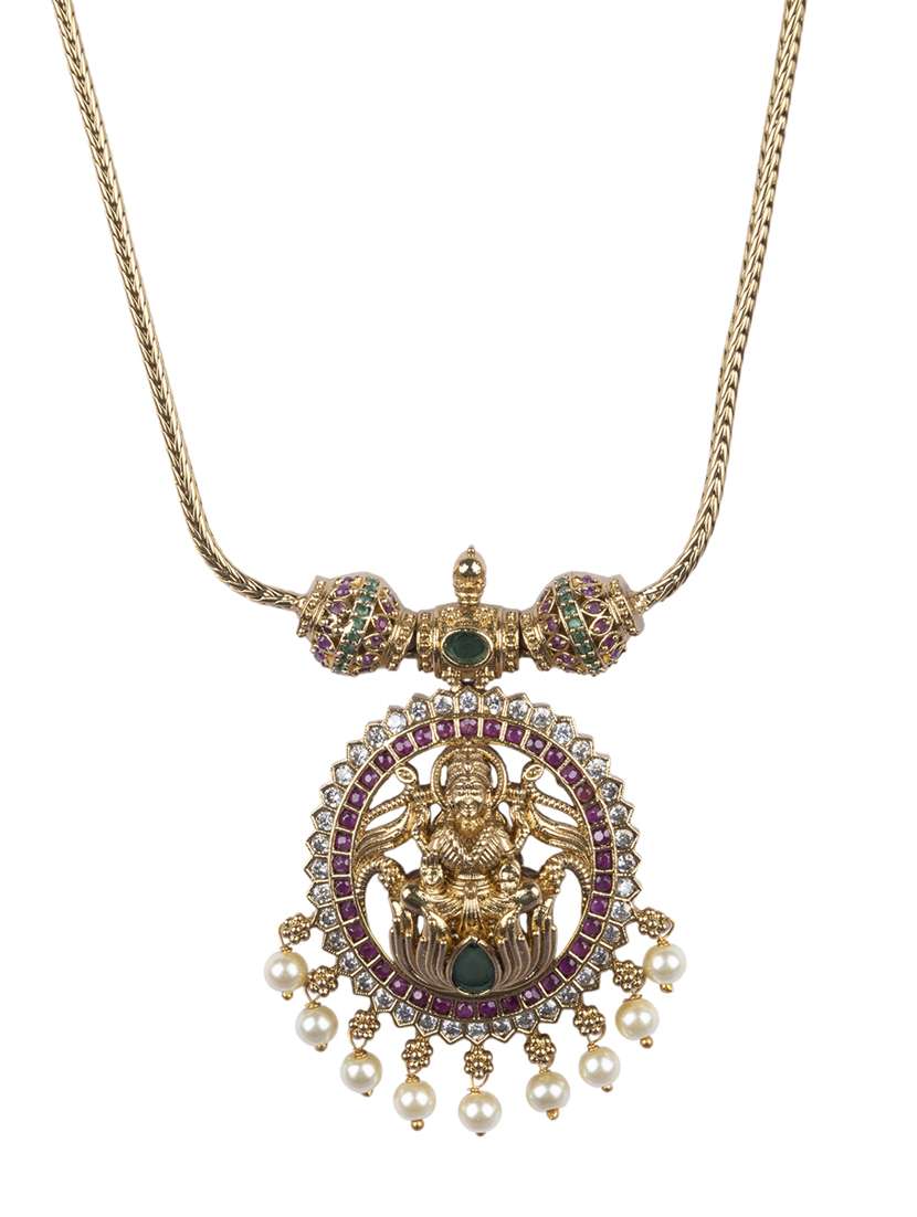 gold ethnic jhumka necklace jewellery set - 22181255 -  Standard Image - 2