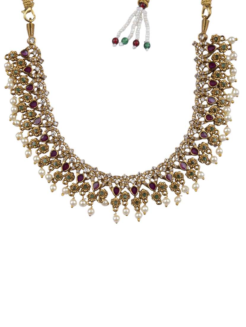 multi colored alloy necklaces and earring - 22181257 -  Standard Image - 2