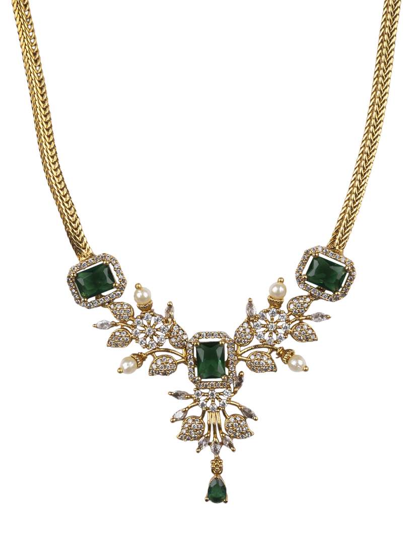 green alloy necklaces and earring - 22181262 -  Standard Image - 2