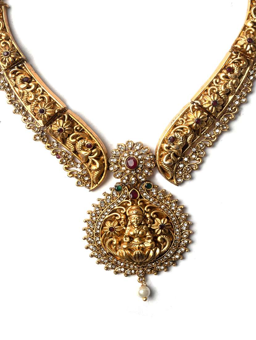 women gold plated stone studded necklace set - 22181292 -  Standard Image - 2