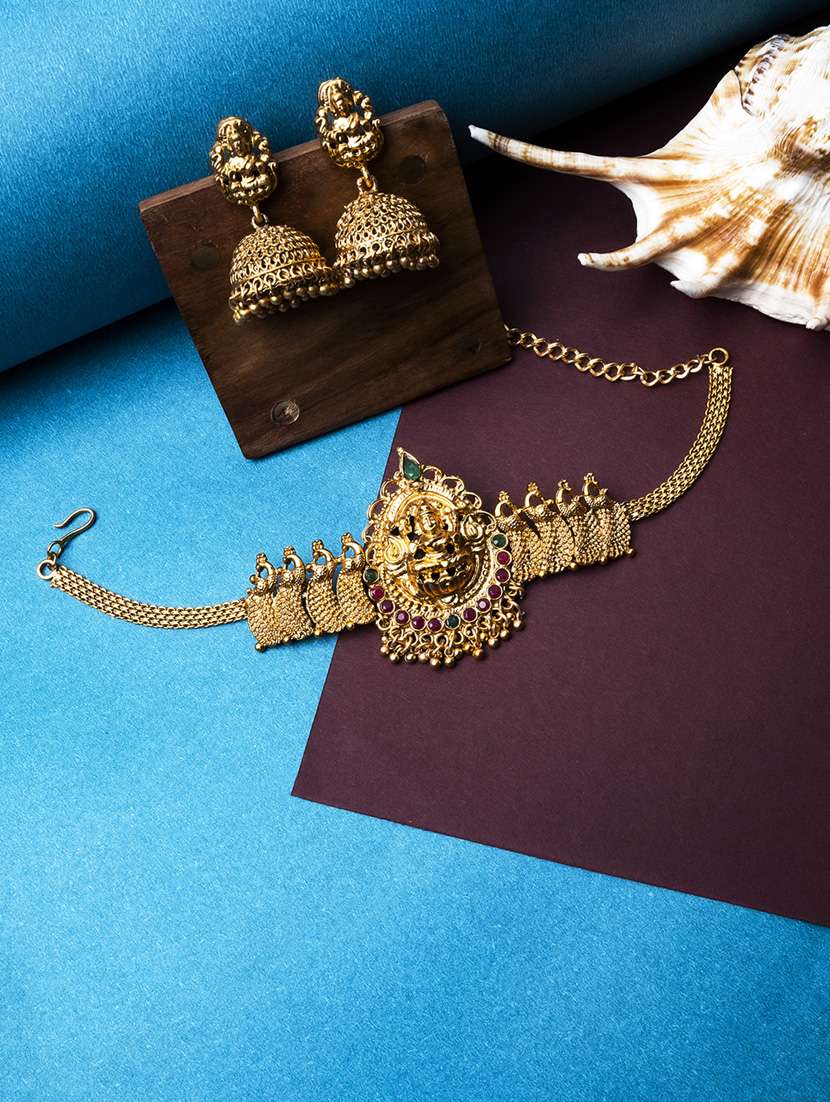 women gold plated goddess choker set