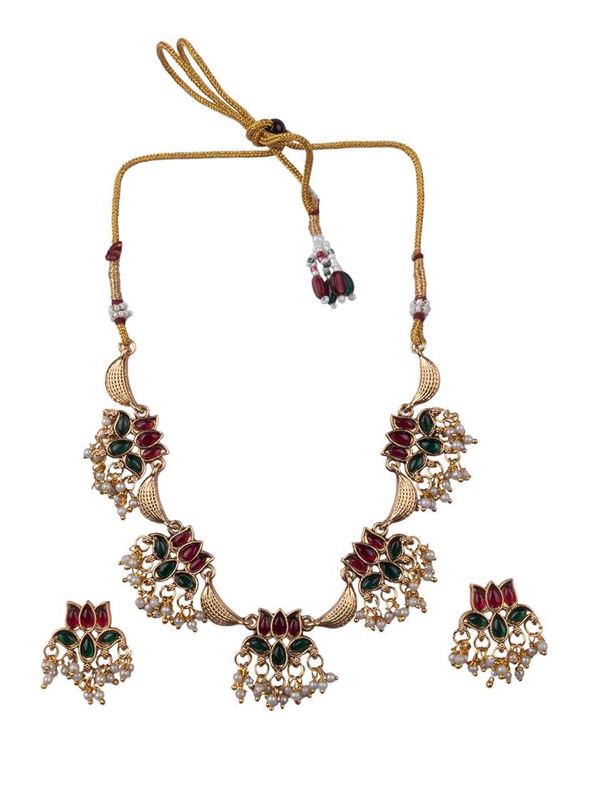 women alloy necklace and earrings set - 22181305 -  Standard Image - 2