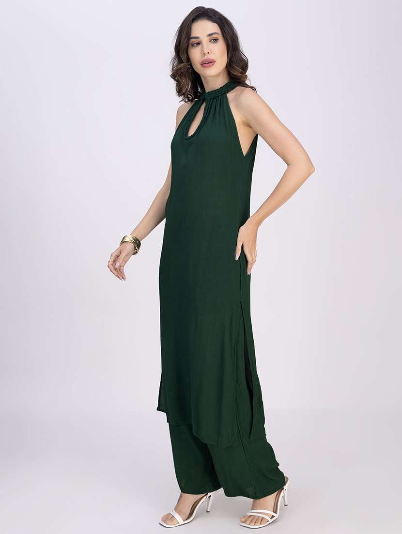 women solid halter neck n a-line kurta - 22181378 -  Standard Image - 2