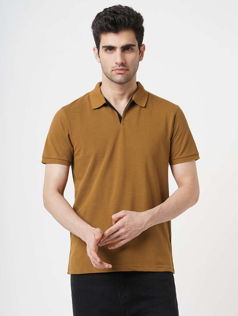 men solid short sleeve polo t-shirt