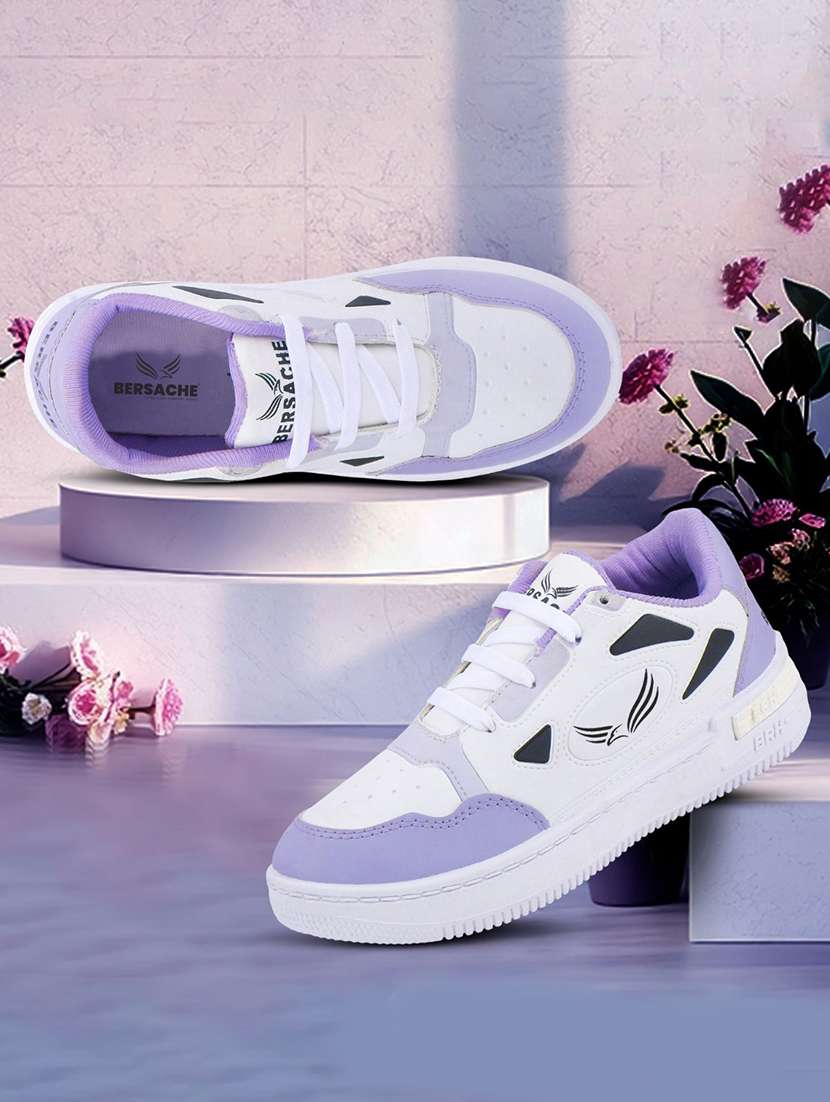 women lavender lace-up sneaker