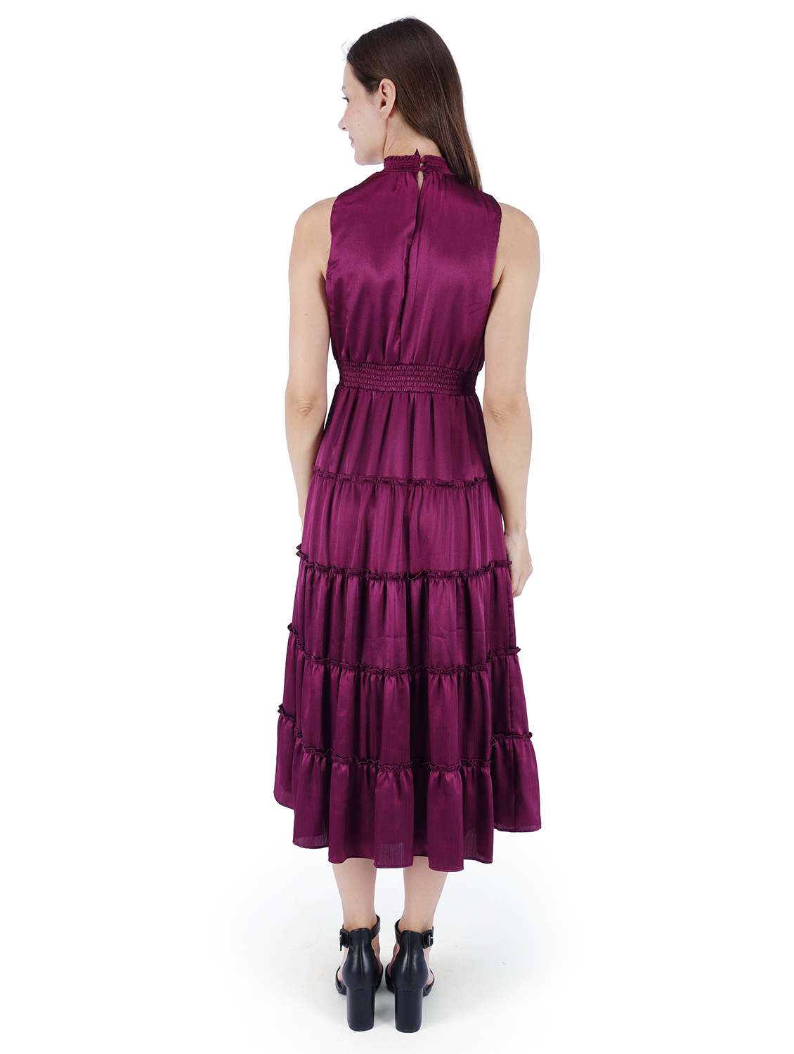women solid hlater neck sleeveless tiered dress - 22181448 -  Standard Image - 2