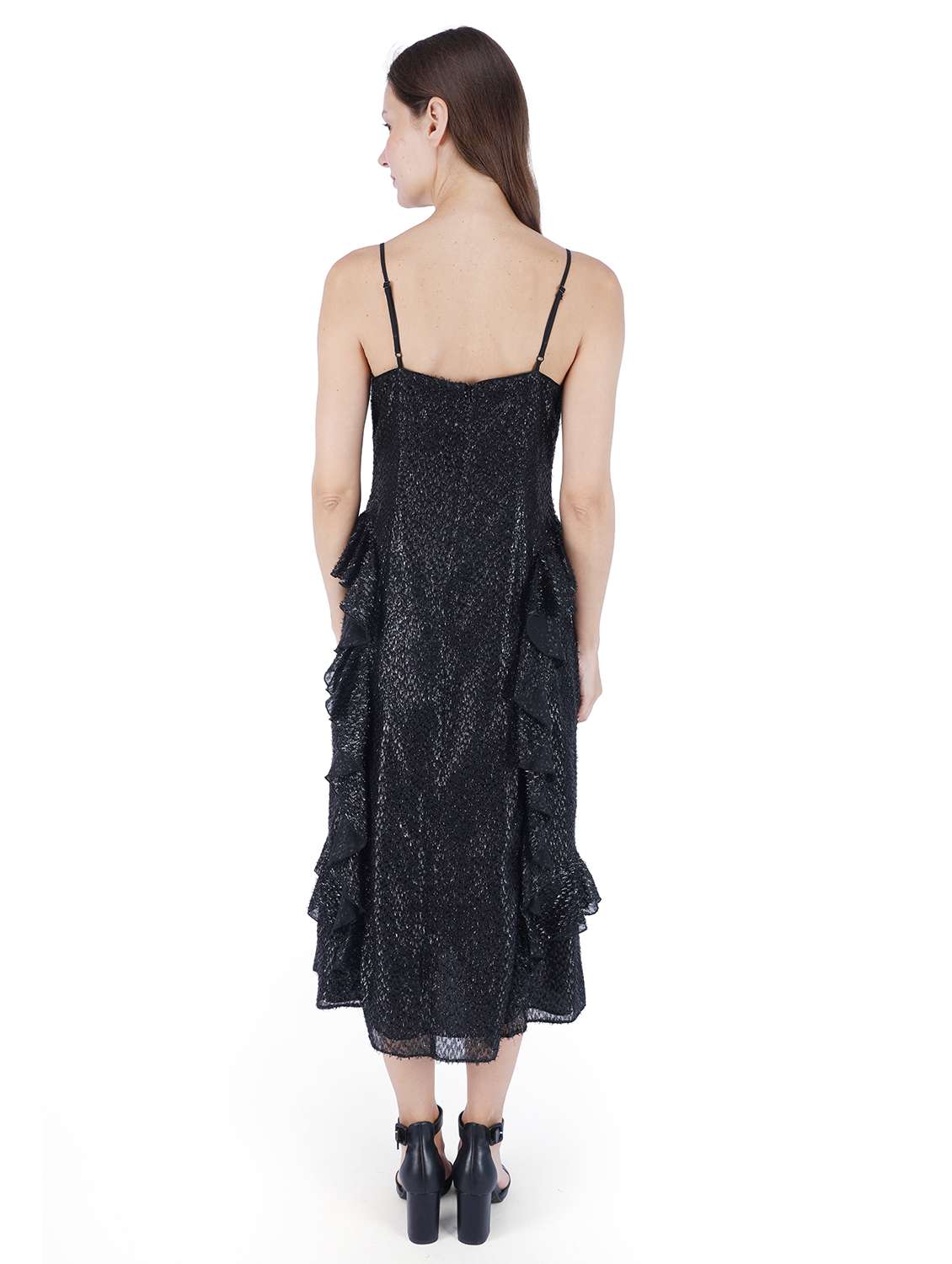 women self designed shoulder strap ruffle dress - 22181450 -  Standard Image - 2