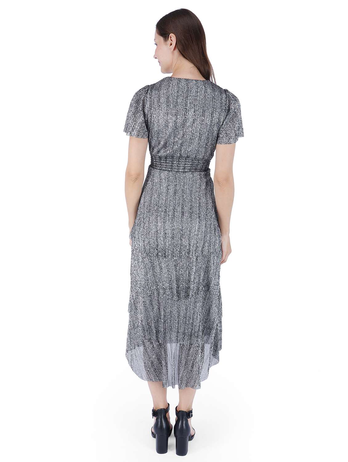 women printed overlap neck layered dress - 22181453 -  Standard Image - 2