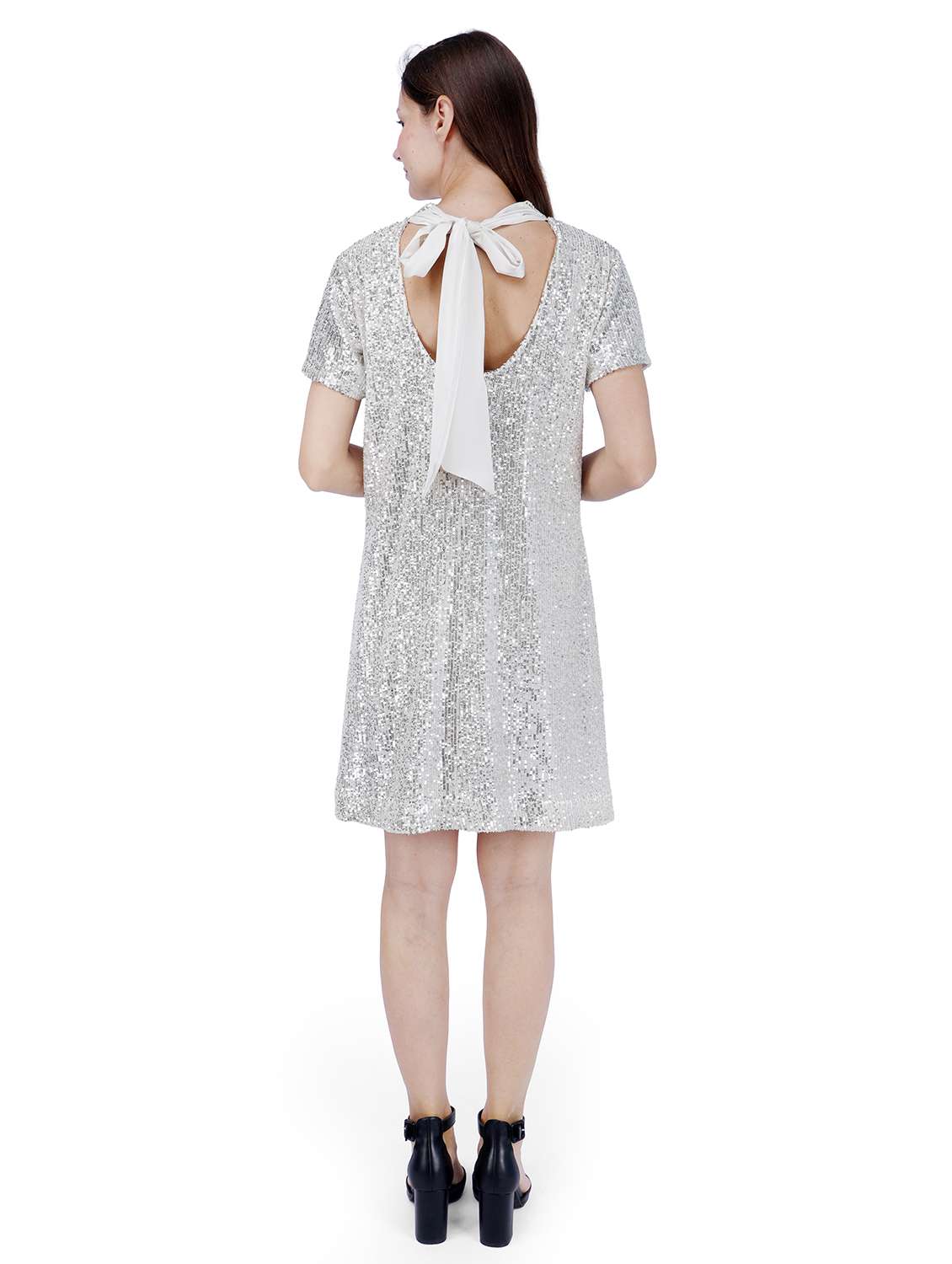 women sequined short sleeve a-line dress - 22181457 -  Standard Image - 2