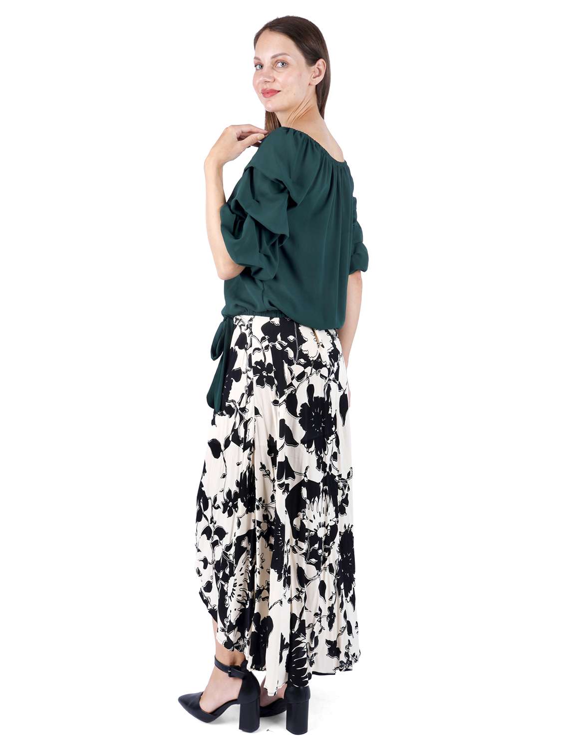 women solid ruffle sleeve regular top - 22181471 -  Standard Image - 2