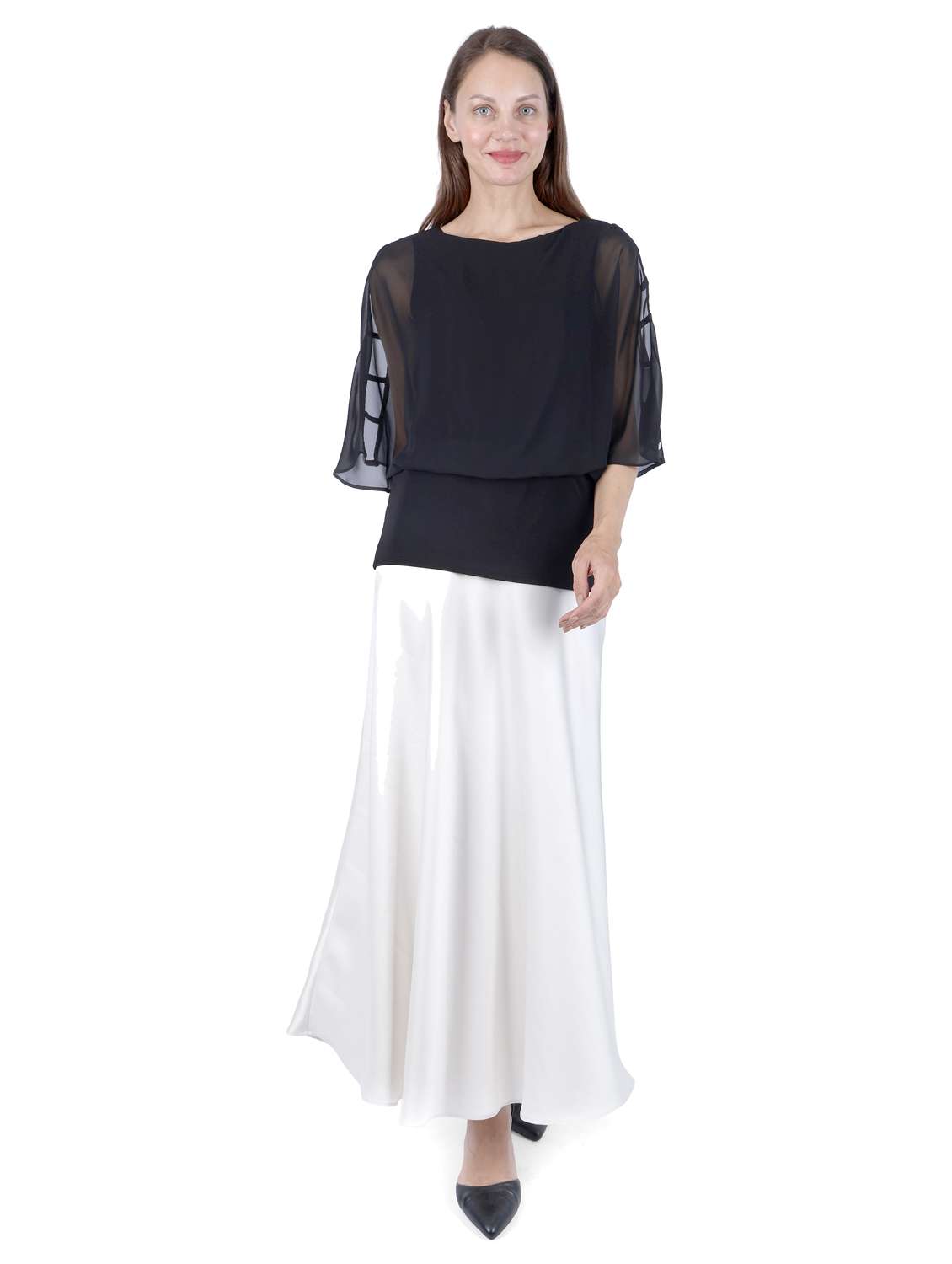 women black solid slit sleeve regular top